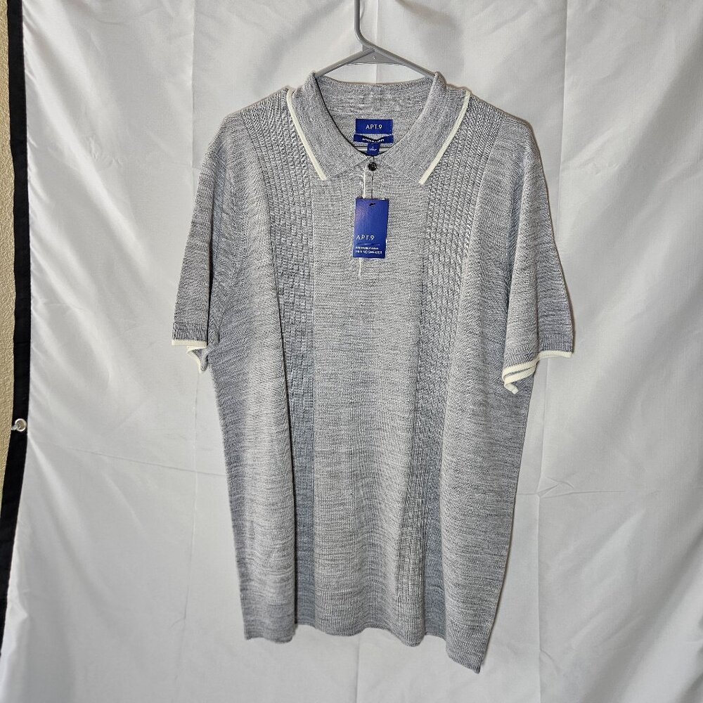 NWT APT.9 Seriously Soft Merino Sweater Polo Shirt – Gray – Men’s Large